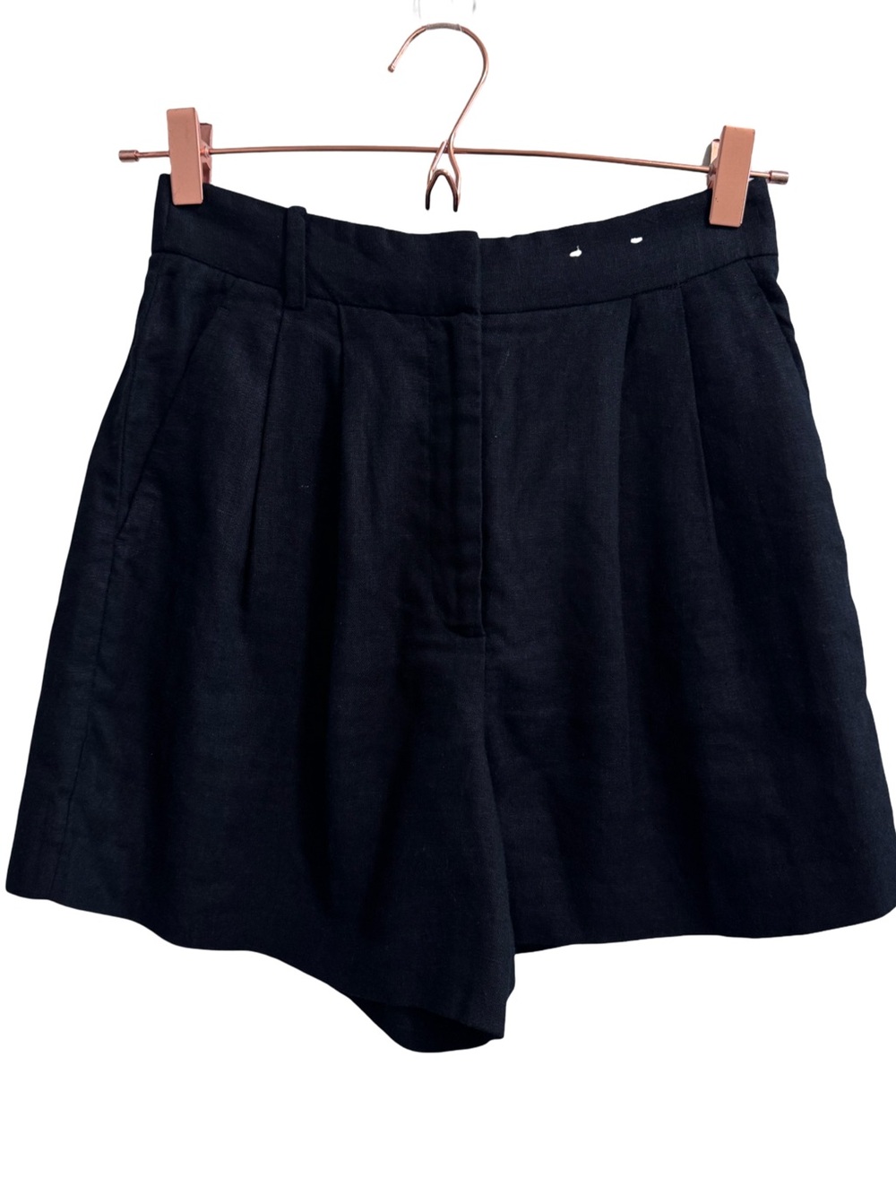 A&F Sloane Ultra High Black Linen Blend Shorts Size 25